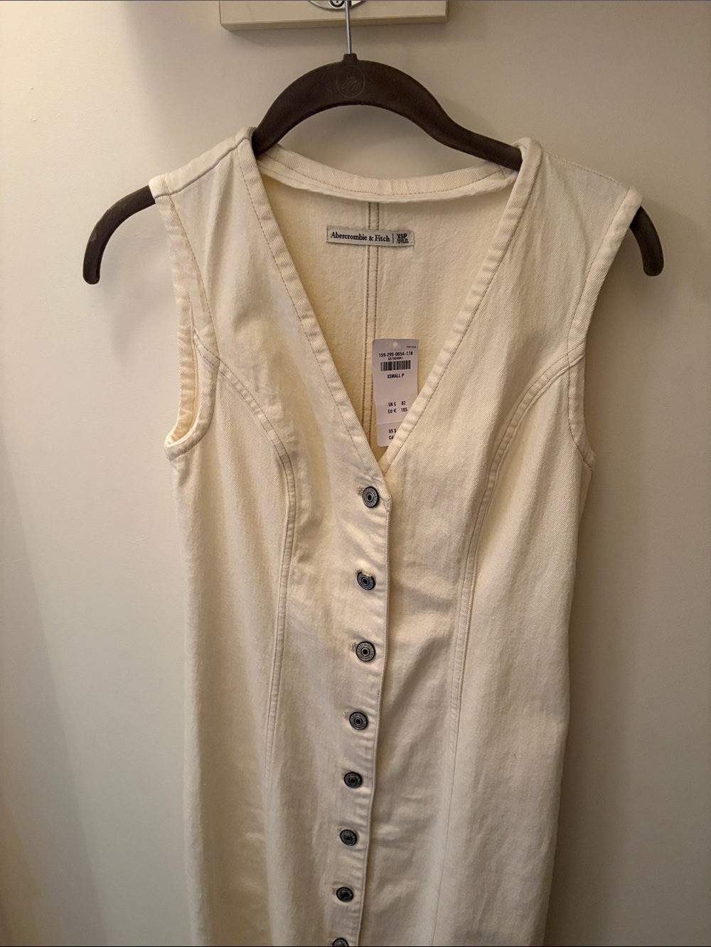 Abercrombie & Fitch Ivory Button-Front Sleeveless Dress